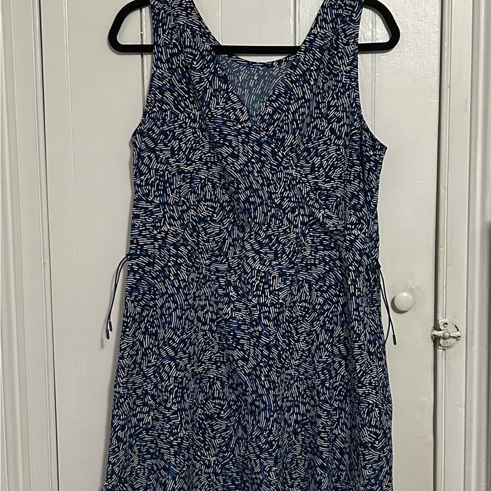 Title nine Navy and White Patterned Sleeveless Wrap-Style Mini Dress